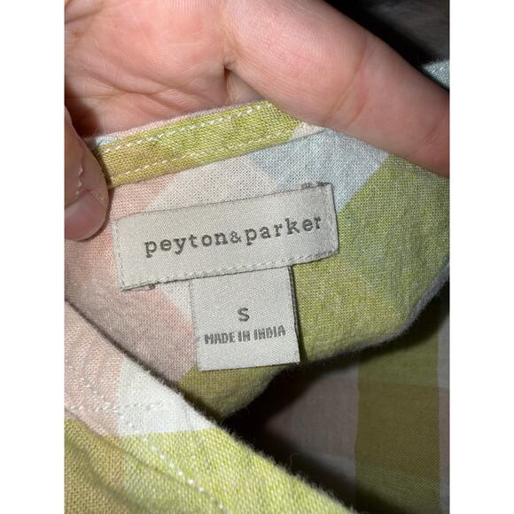 EUC Peyton & Parker Linen Plaid Button Dress Multicolor Size S - Picture 5 of 12